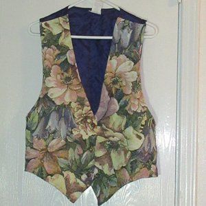 BACKROAD BLUES Floral Top Vest Large